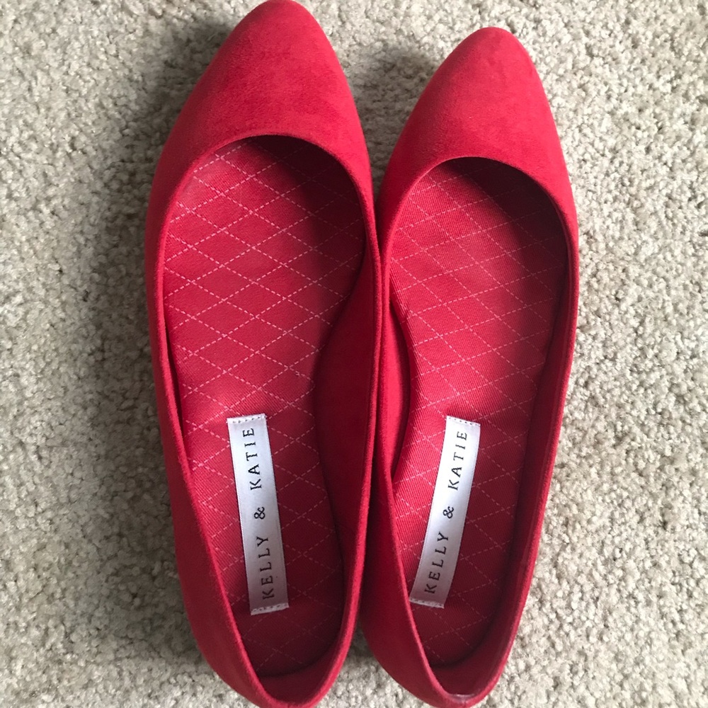 Kelly & Katie Red Pointed Toe Flats